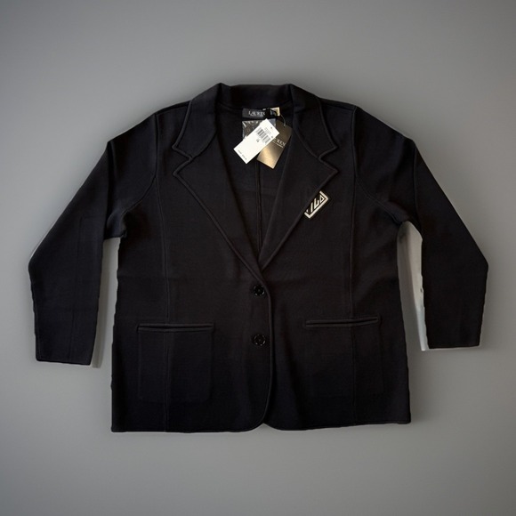 NWT Lauren Ralph Lauren Bullion Sweater Holiday 24 Black Blazer Womens 1X - Picture 5 of 16